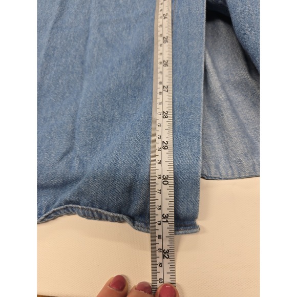 Vintage‎ Russ Studio Women's Denim Midi Skirt Button Front Elastic Waist Size 14 - Picture 7 of 8